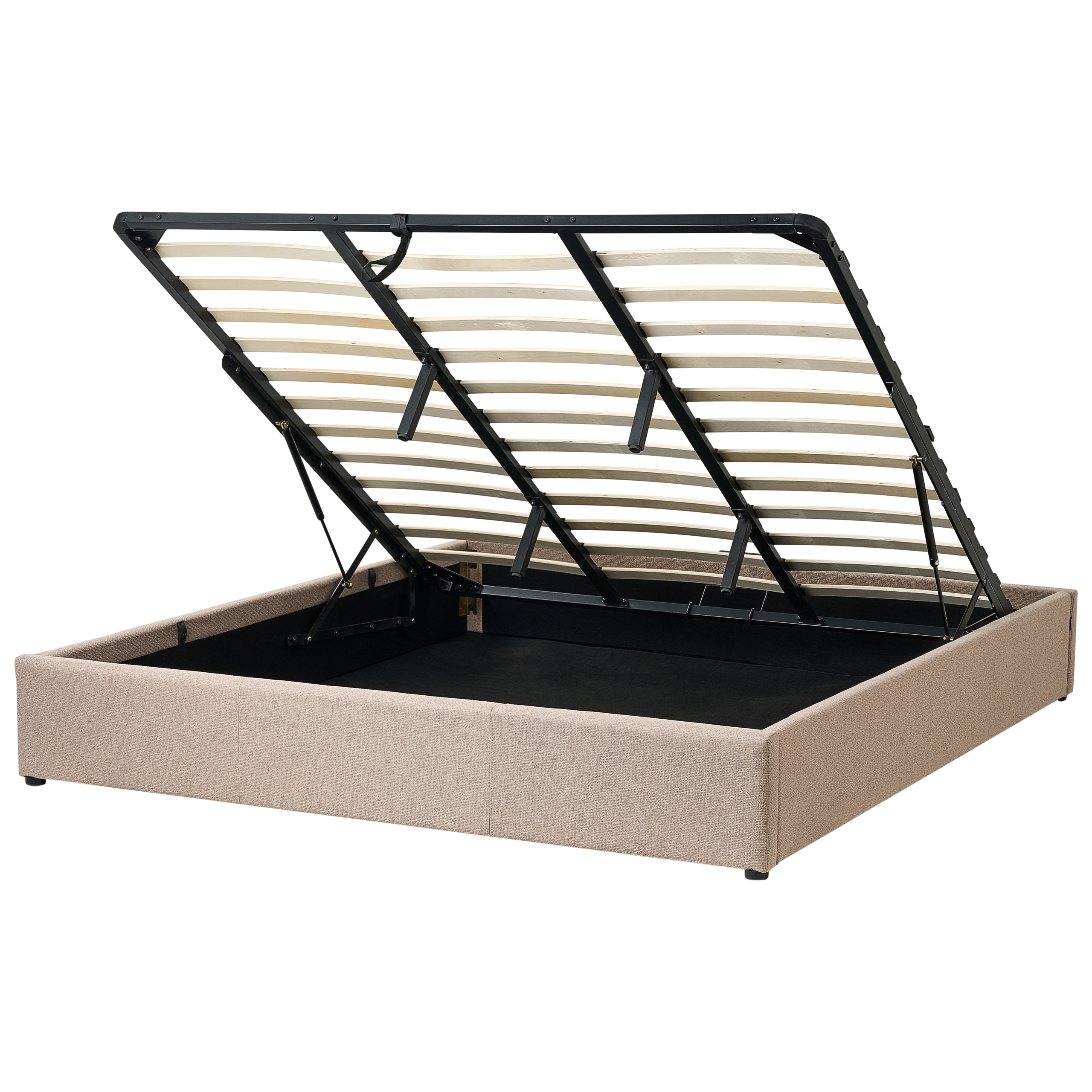 Sänky säilytystilalla ilman sängynpäätyä kangas DINAN 180 x 200 cm Vaaleanruskea