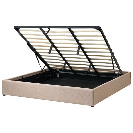 Sänky säilytystilalla ilman sängynpäätyä kangas DINAN 180 x 200 cm Vaaleanruskea