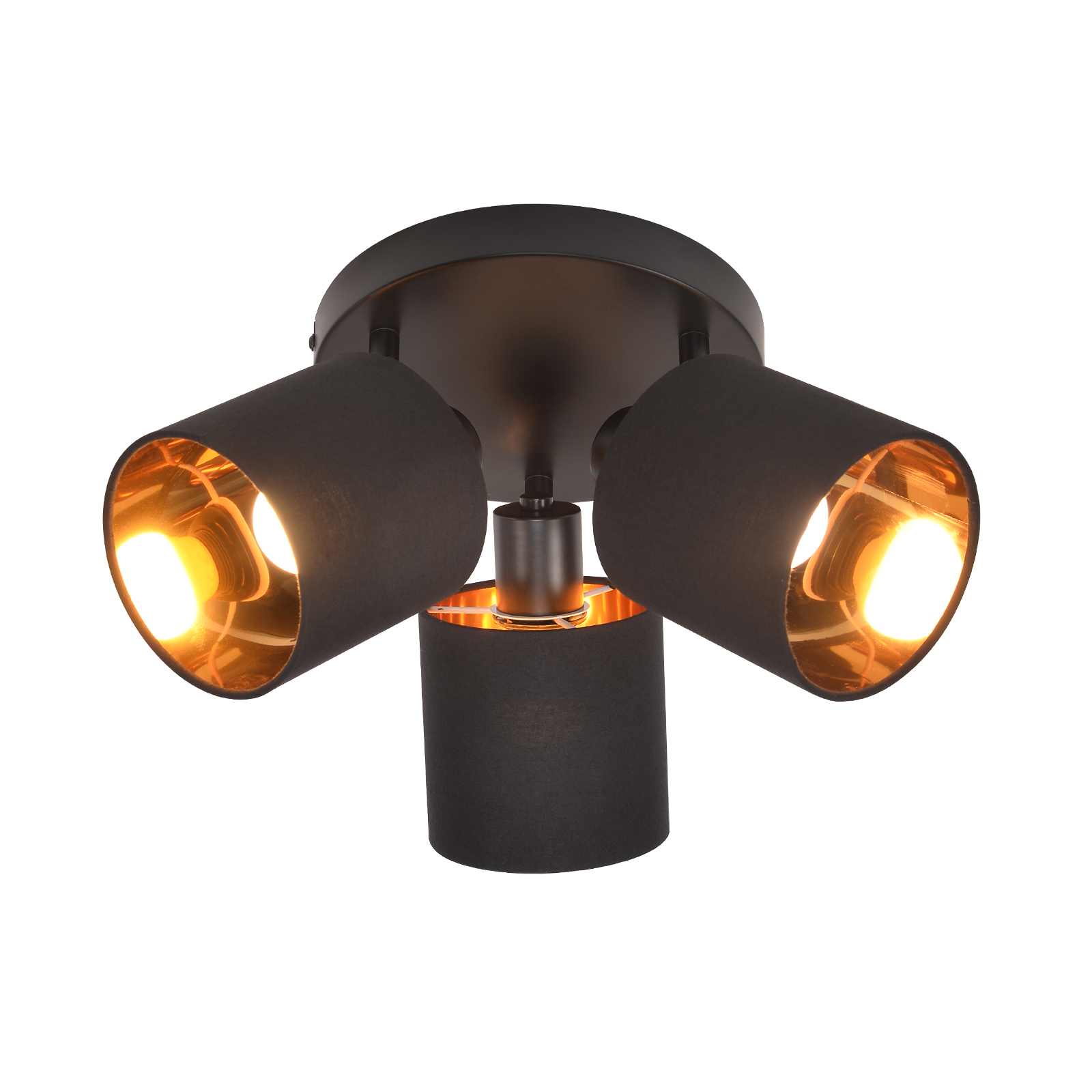 NETTLIFE 3 vintage mustaa kattokohdevalaisinta E14 350° kääntyvä MAX. 25W kangasverkolla olohuoneeseen ilman polttimoa