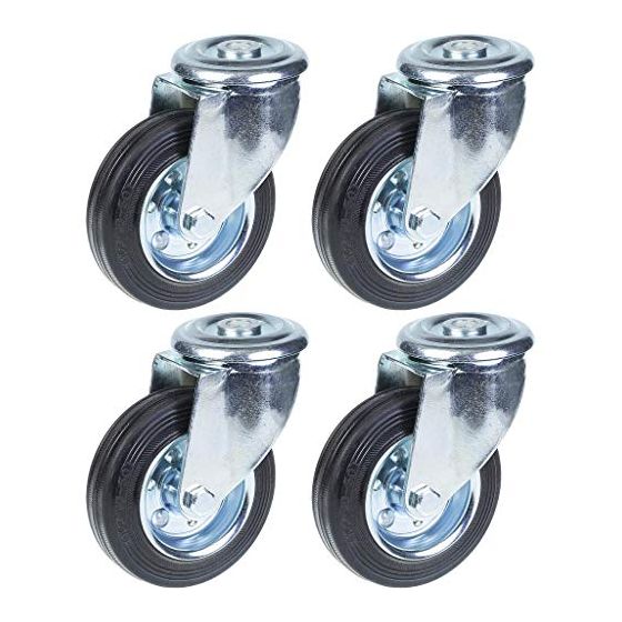 100mm 4" kumirengas, kääntyvä, vahva 360kg kantavuus, 4 kpl:n sarja.