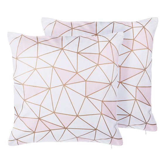 Koristetyynysetti 2 kpl CLARKIA 45 x 45 cm Puuvilla Vaaleanpunainen Geometrinen kuvio