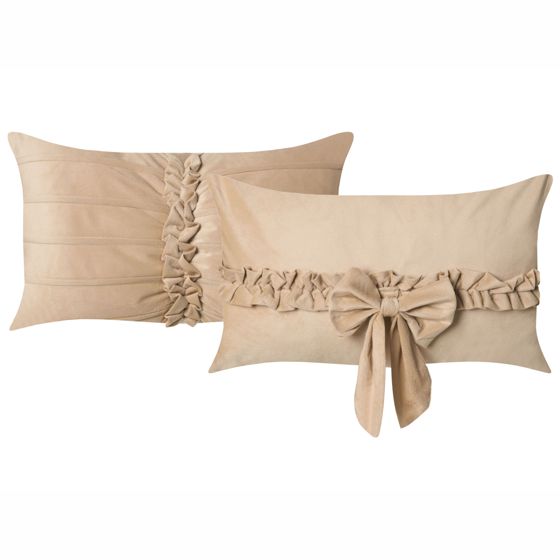 Koristetyynysetti 2 kpl BELLE 30 x 50 cm Sametti Beige Hillitty