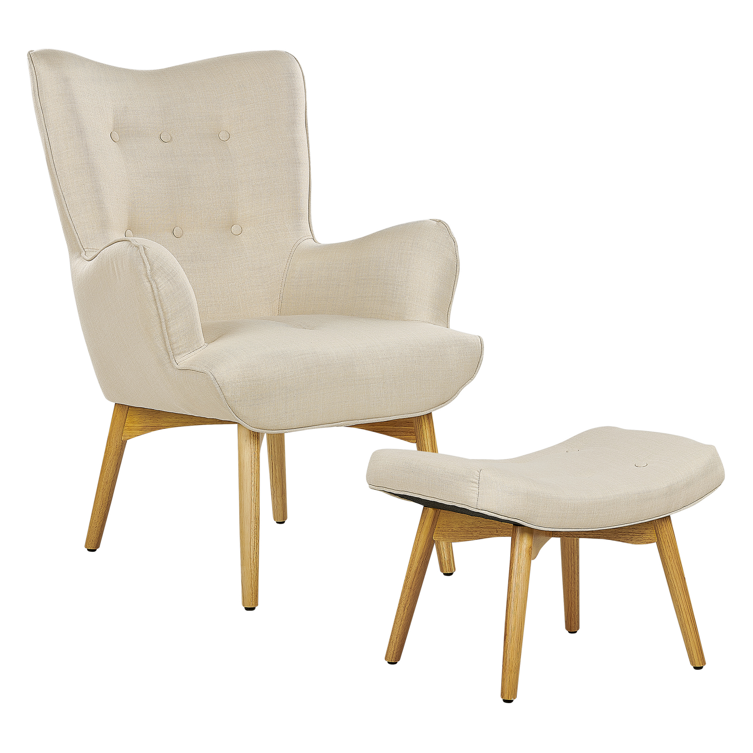Wingback-tuoli VEJLE rahilla Kangas Vaaleanbeige