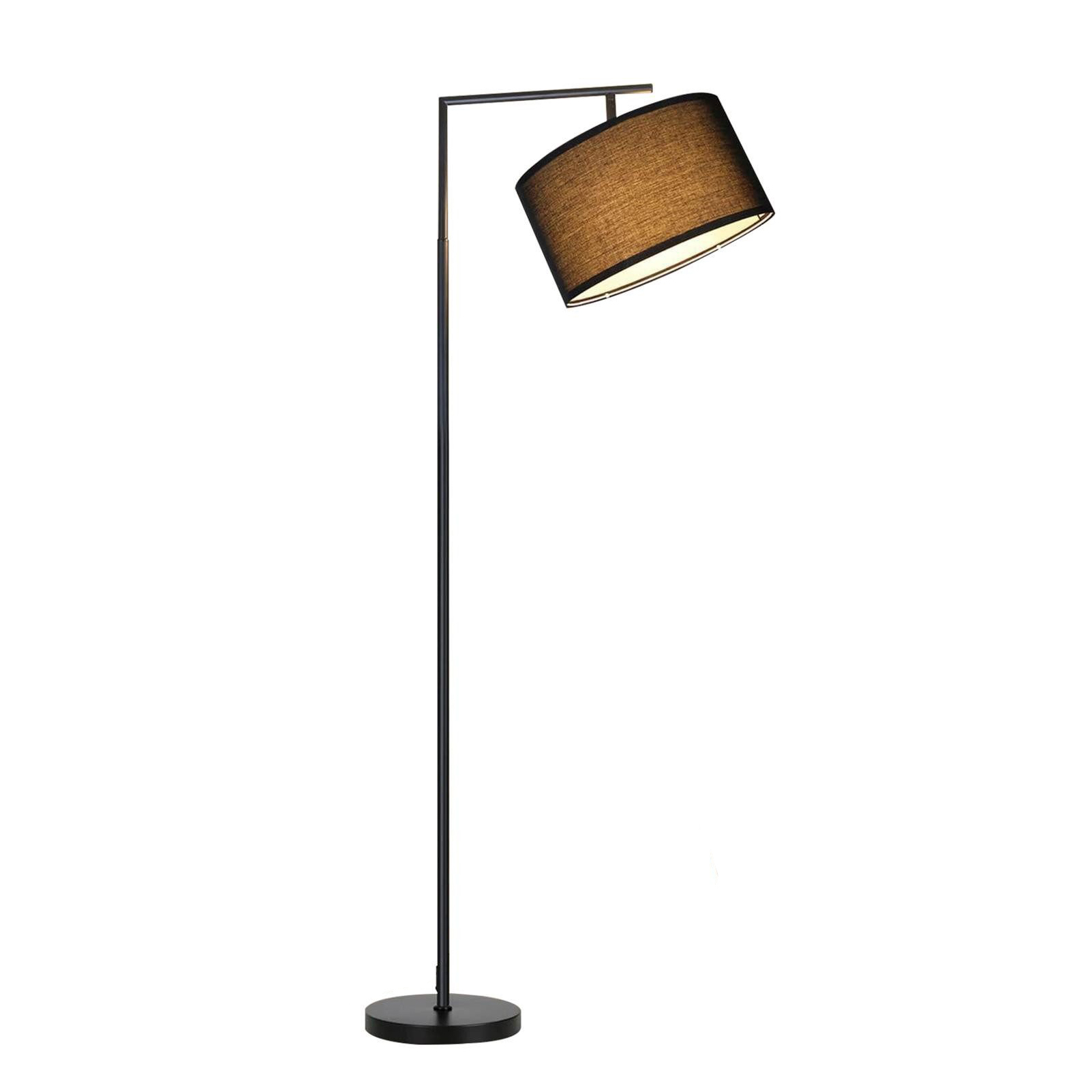 NETTLIFE Musta olohuoneen lattiavalaisin: moderni design kangasverhoiltu E27- kanta max 40W jalkakytkimellä sängynpäätyvalaisin 166 cm ilman polttimoa.