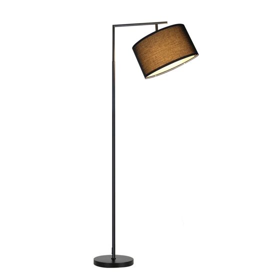NETTLIFE Musta olohuoneen lattiavalaisin: moderni design kangasverhoiltu E27- kanta max 40W jalkakytkimellä sängynpäätyvalaisin 166 cm ilman polttimoa.
