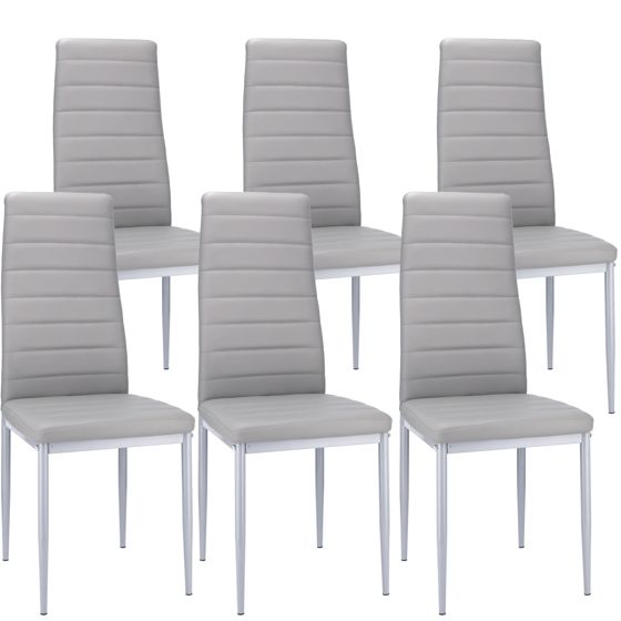 6x VERUM-tuoli, harmaa eco-nahka