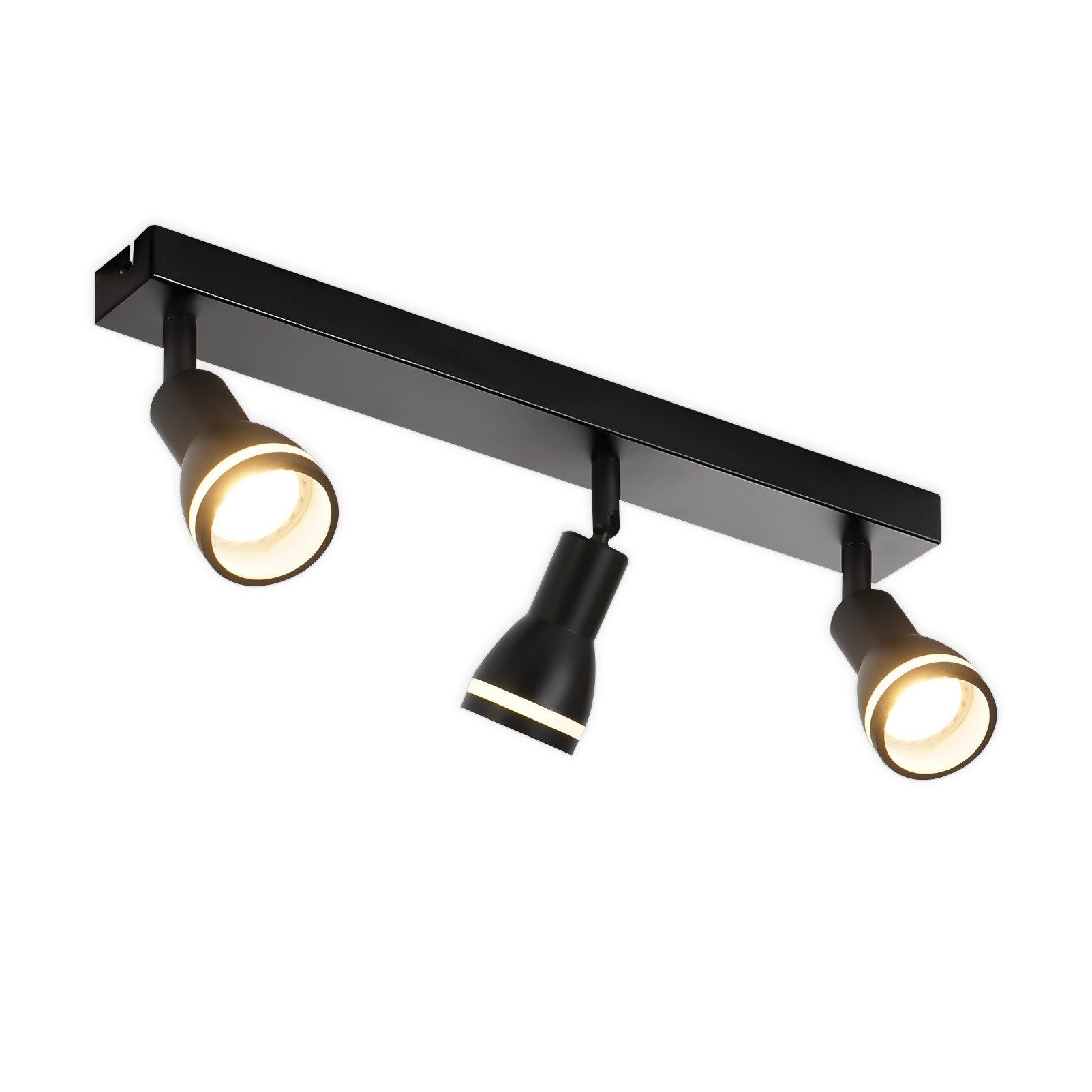 NETTLIFE moderni musta kattovalaisin: 3 säädettävää metallista kattokohdevaloa, GU10- kattovalaisin, makuuhuoneeseen, ilman polttimoa