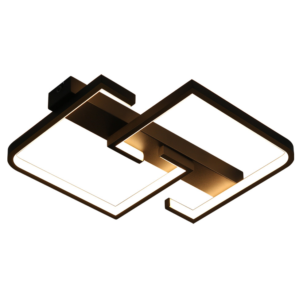 NETTLIFE LED-kattovalaisin,musta,19W,30CM,moderni,lämmin,valkoinen,3000K,geometrinen,kuvio