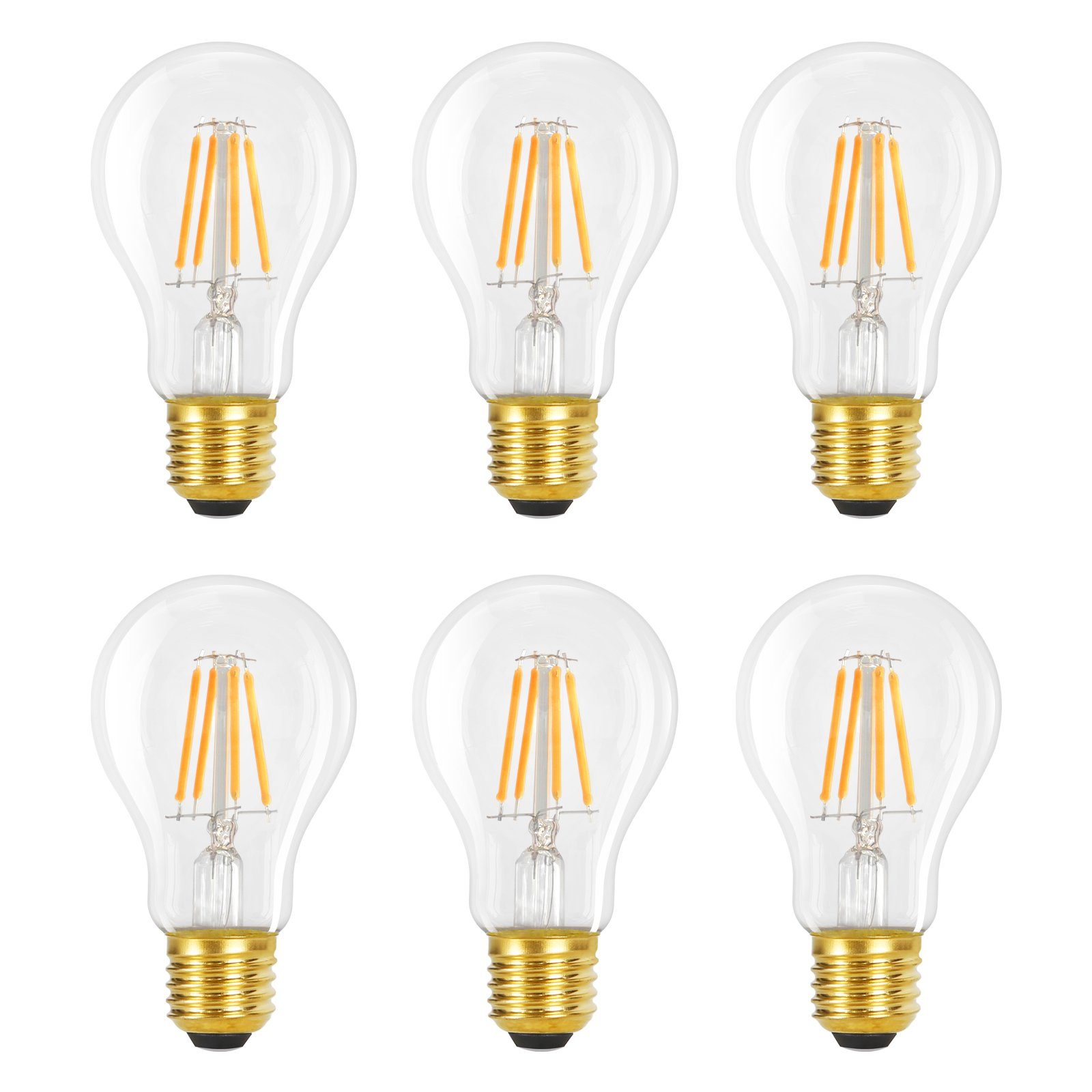 NETTLIFE LED-lamput 6 kpl E27 4W 2700K A60 Vintage Edison -lamput