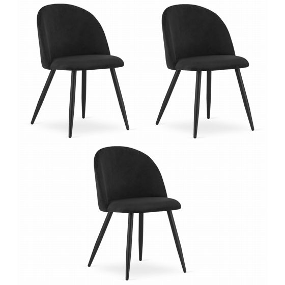 BELLO-tuoli, musta sametti, mustat jalat (3 kpl)