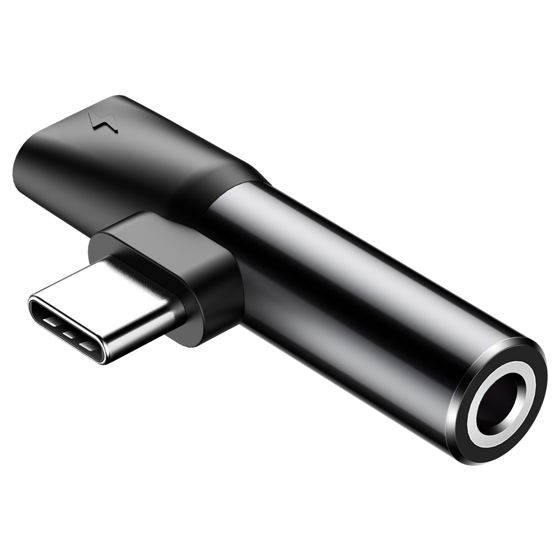 Äänimuunnin L41-sovitin USB-C-liittimestä USB-C-porttiin + 3,5 mm:n liitäntään, musta