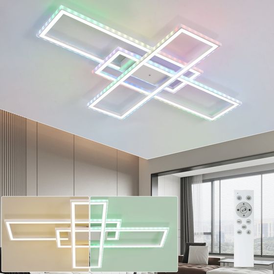 NETTLIFE LED - kattovalaisin olohuoneeseen, RGB - väriä vaihtava, himmennettävä, kaukosäätimellä, makuuhuoneeseen, moderni lamppu, 50 W