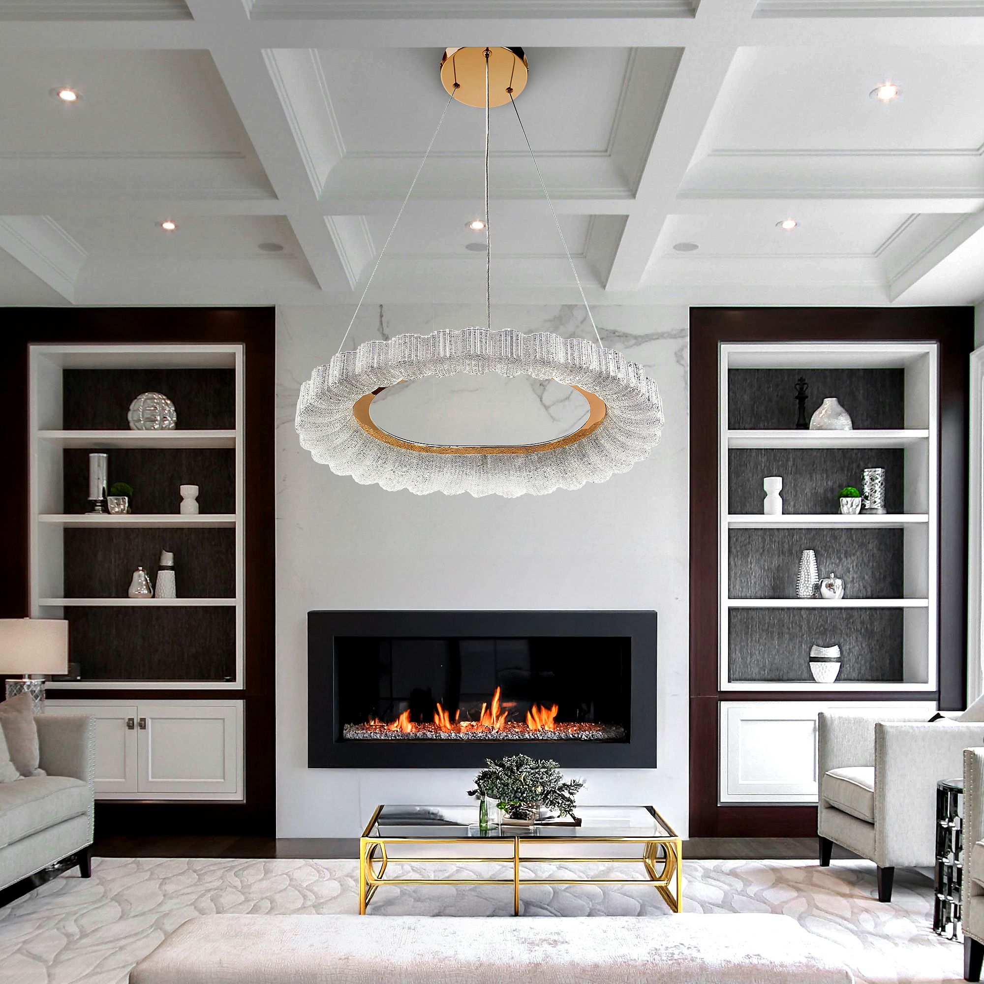 TOOLIGHT riippuva kattovalaisin MS019-CP ruusukulta, 60x60x5,5cm