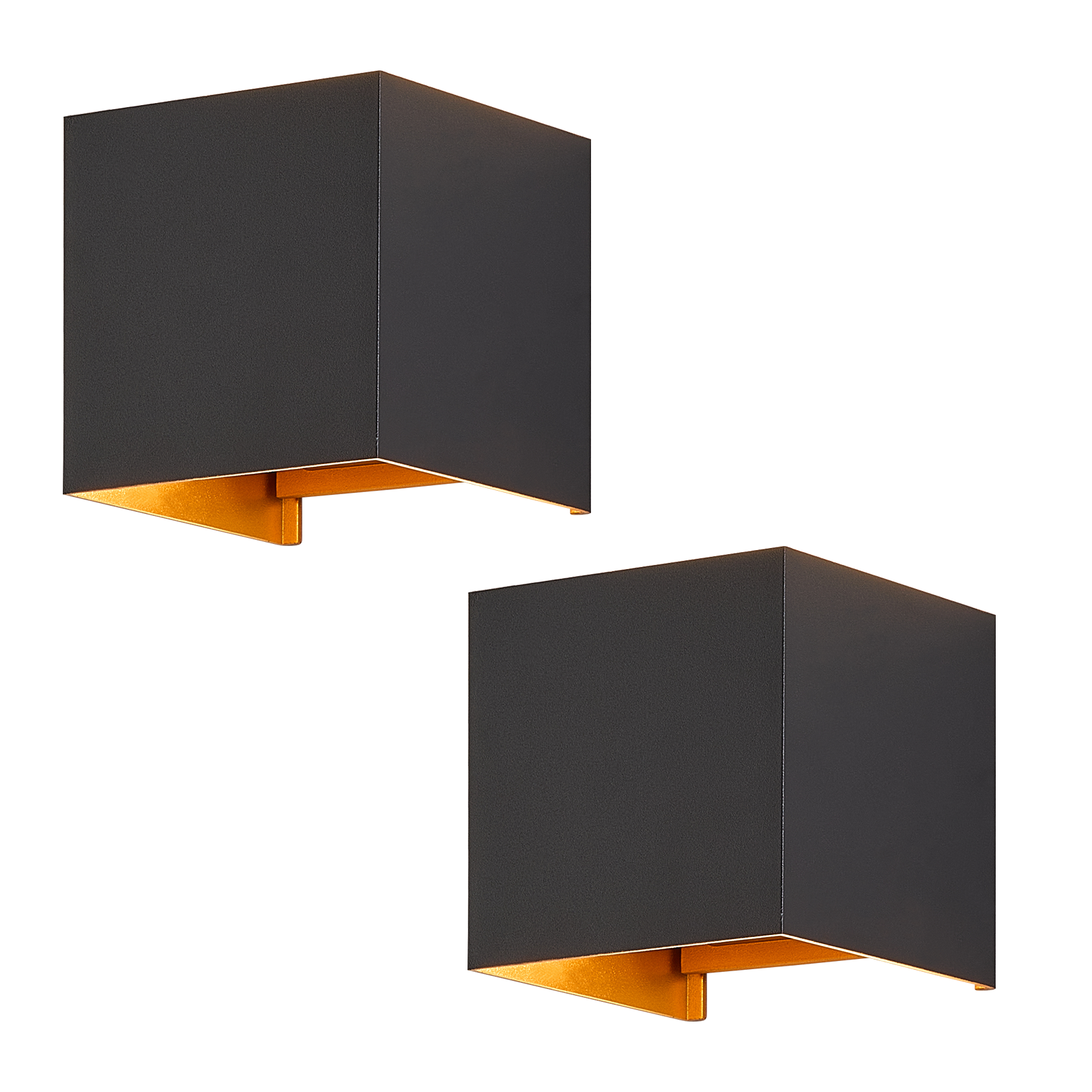 NETTLIFE LED - seinävalaisin, musta, 2Kpl - ulko -/sisäseinävalaisin, 5W, säädettäväKaksoissäde Vedenpitävä, IP65, 230V, 3000K