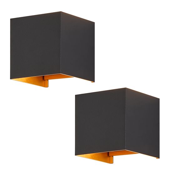 NETTLIFE LED - seinävalaisin, musta, 2Kpl - ulko -/sisäseinävalaisin, 5W, säädettäväKaksoissäde Vedenpitävä, IP65, 230V, 3000K