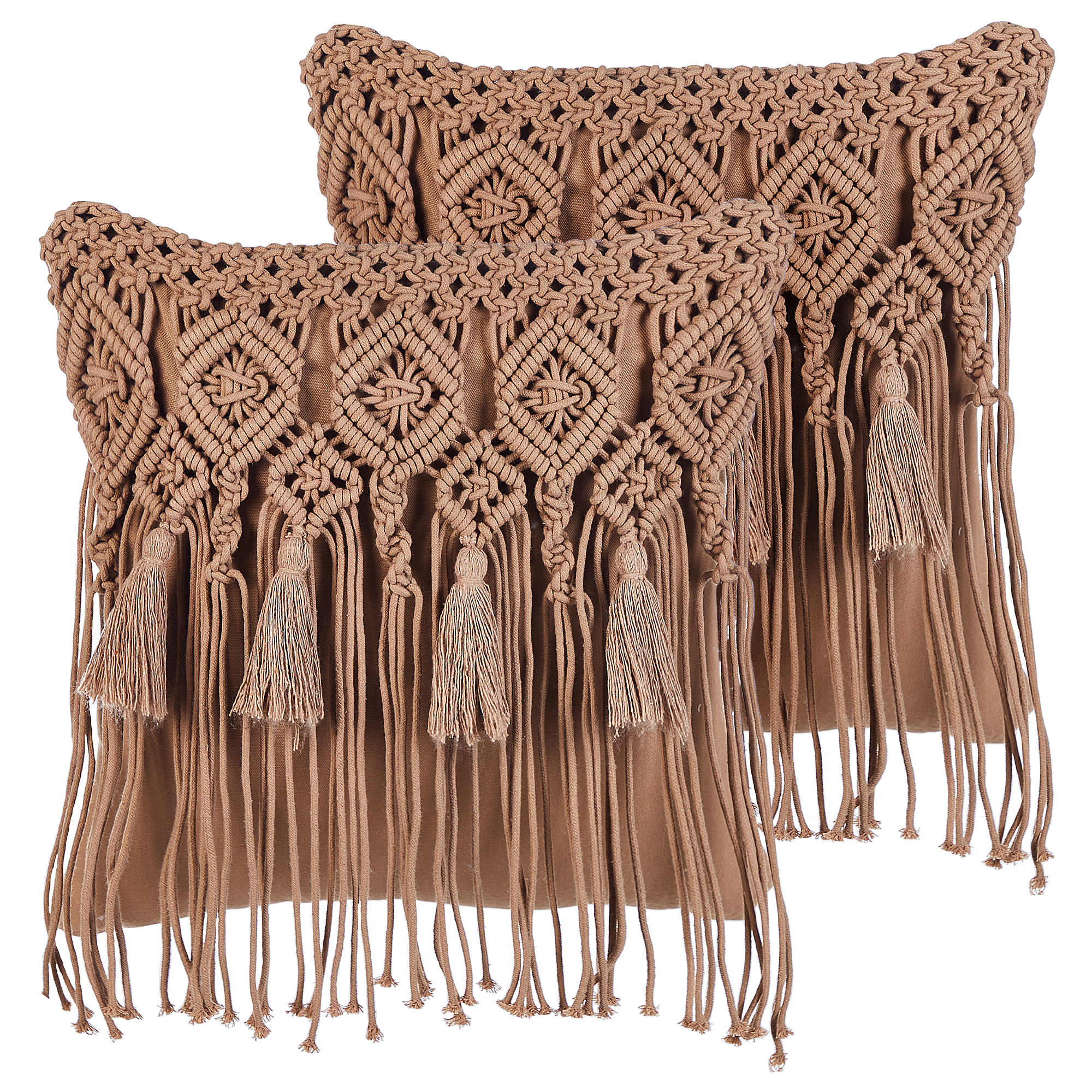 Koristetyynysetti 2 kpl BAMIAN puuvilla 45 x 45 cm Vaaleanruskea Geometrinen kuvio