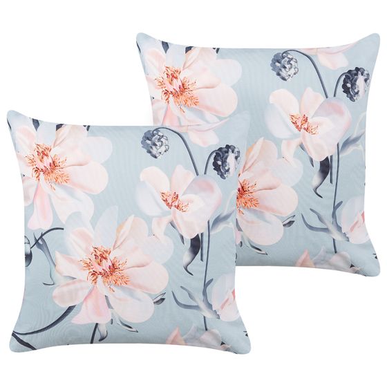 Ulkotyynysetti 2 kpl APRICALE Kukkakuvio 45 x 45 cm Sininen