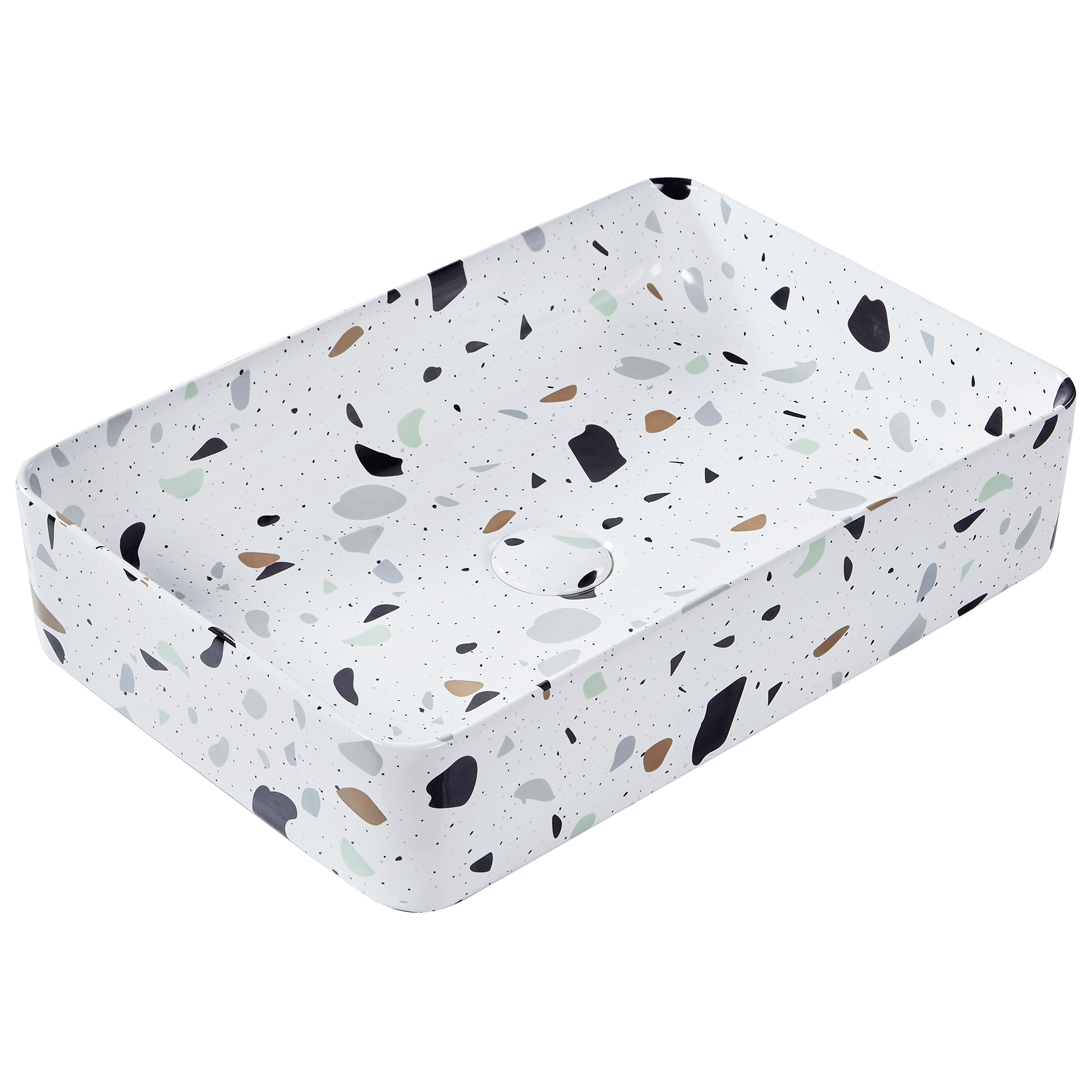 Pesuallas tason päälle NULES 61 x 35 cm Keramiikka Terrazzo-kuvio Valkoinen