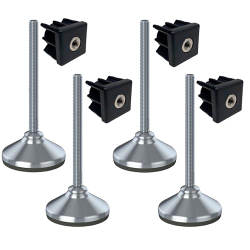 Ruostumaton jalka 12x150x80mm, jalustassa kumityyny + insertit 40x40x1.2mm - 4 kpl:n sarja.