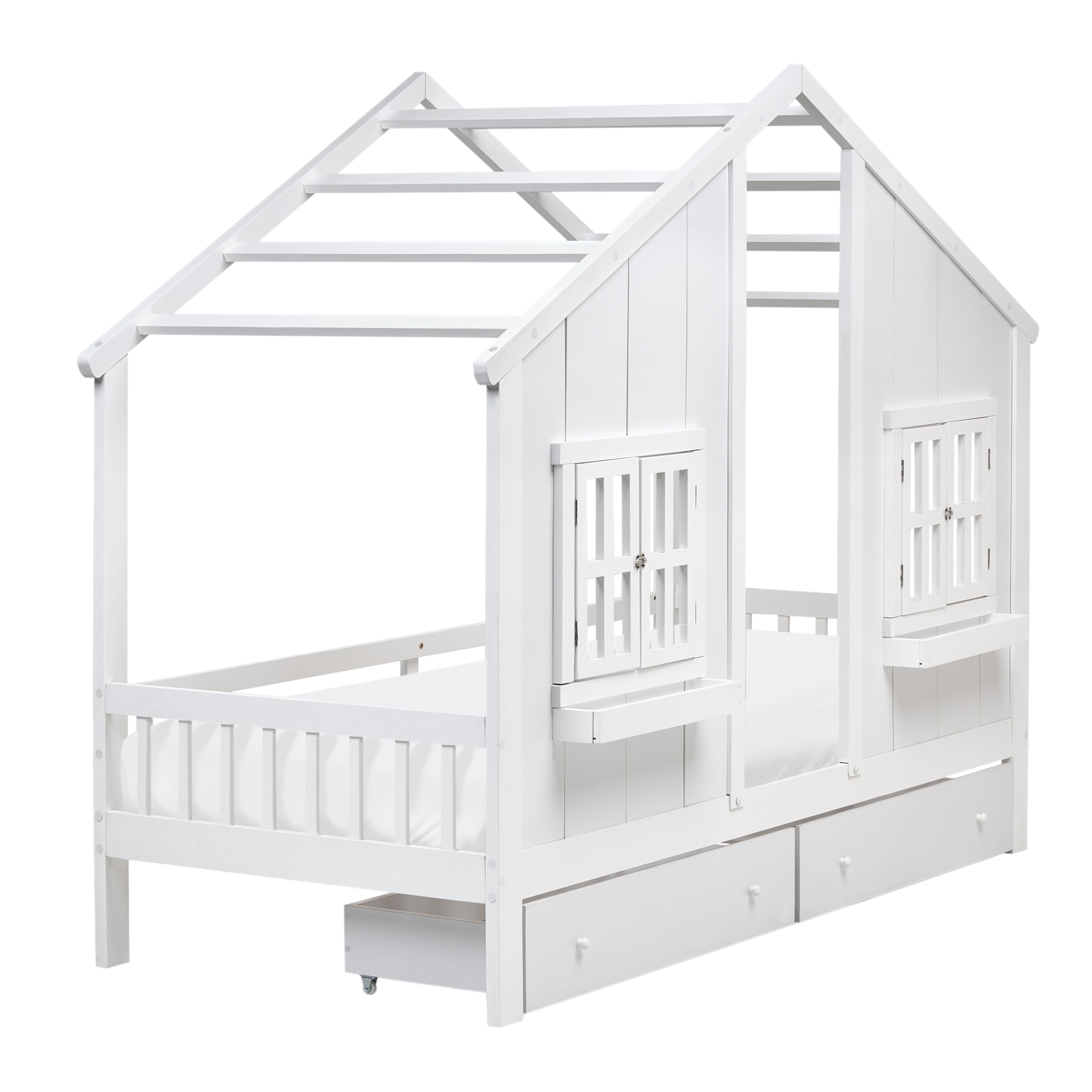 Lastensänky laatikoilla mänty TRAPPES 90 x 200 cm Valkoinen