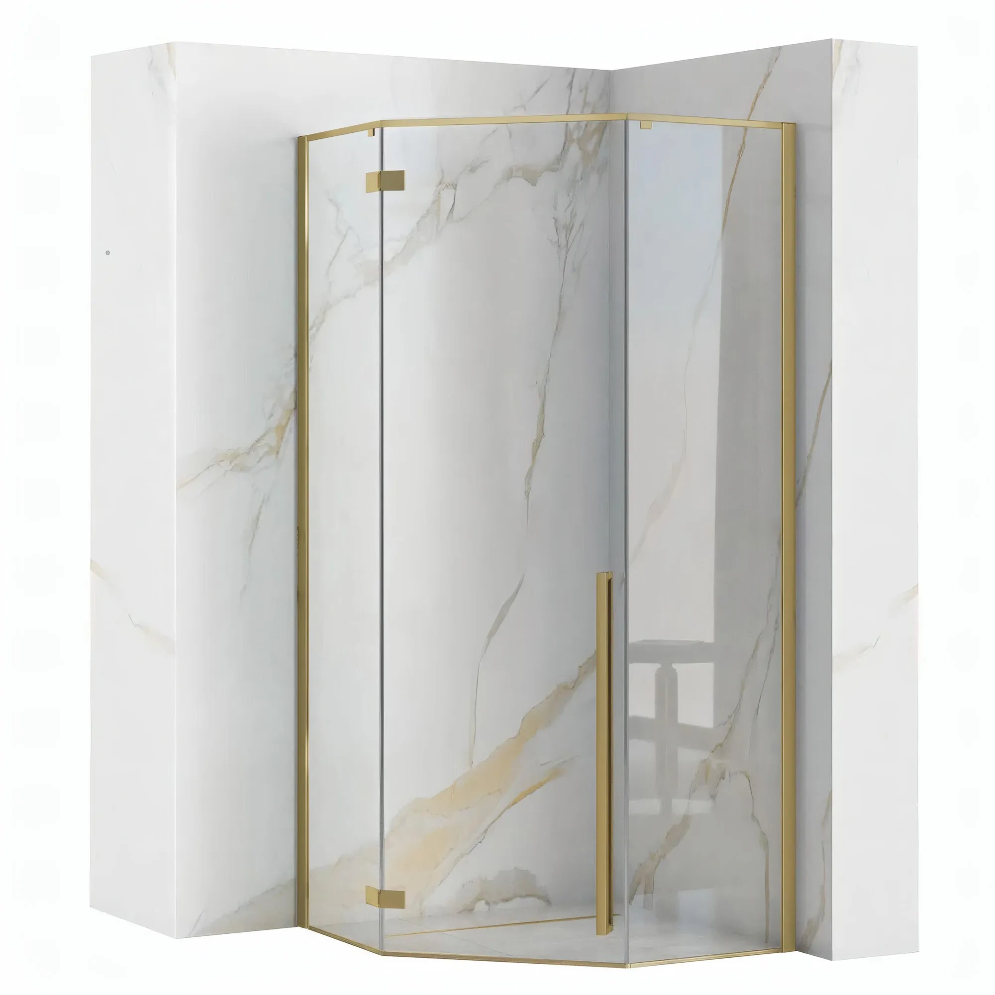 REA Suihkukaappi DIAMOND 90X90 harjattu kulta, 90X90X195CM