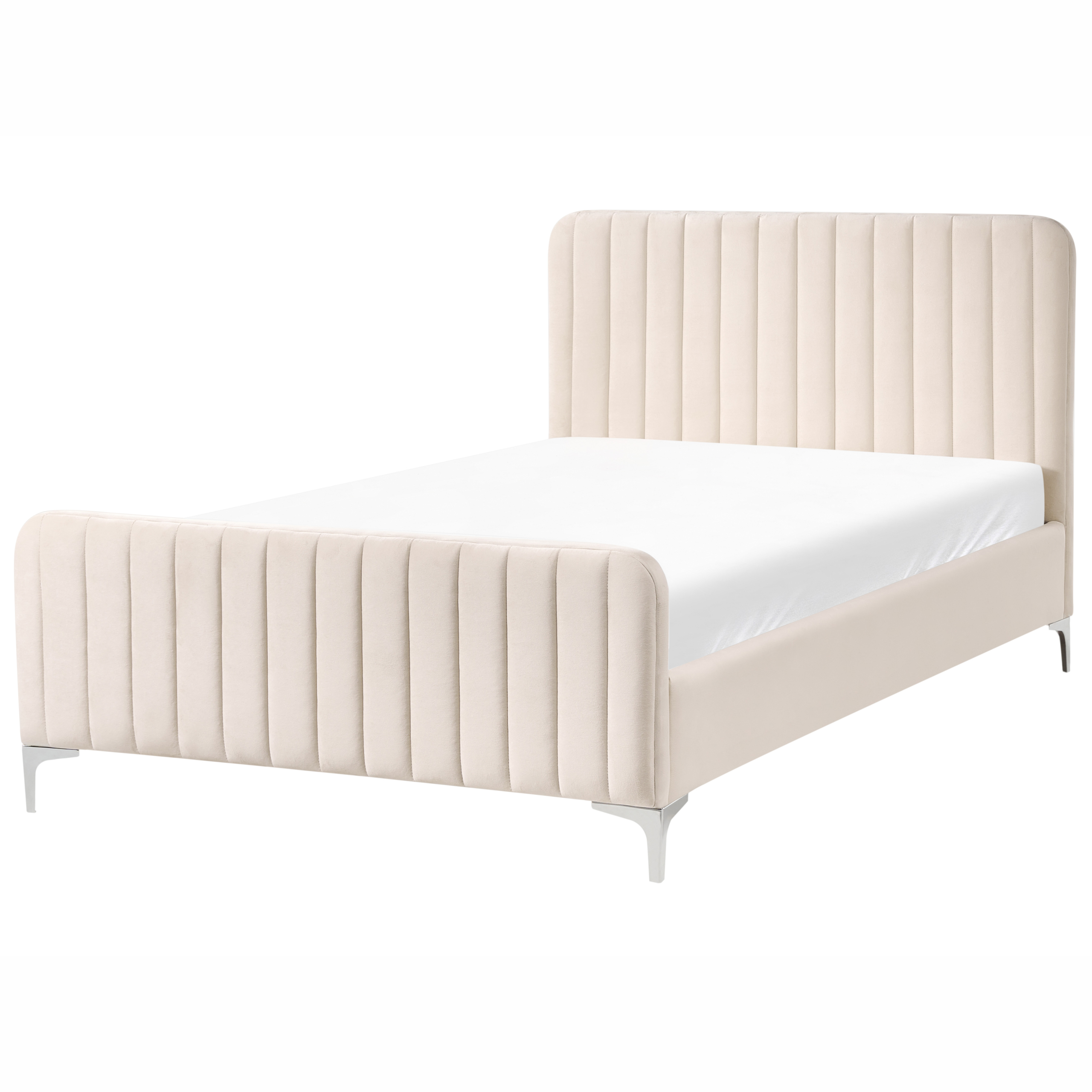Sänky Sametti LUNAN 120 x 200 cm Vaaleanbeige