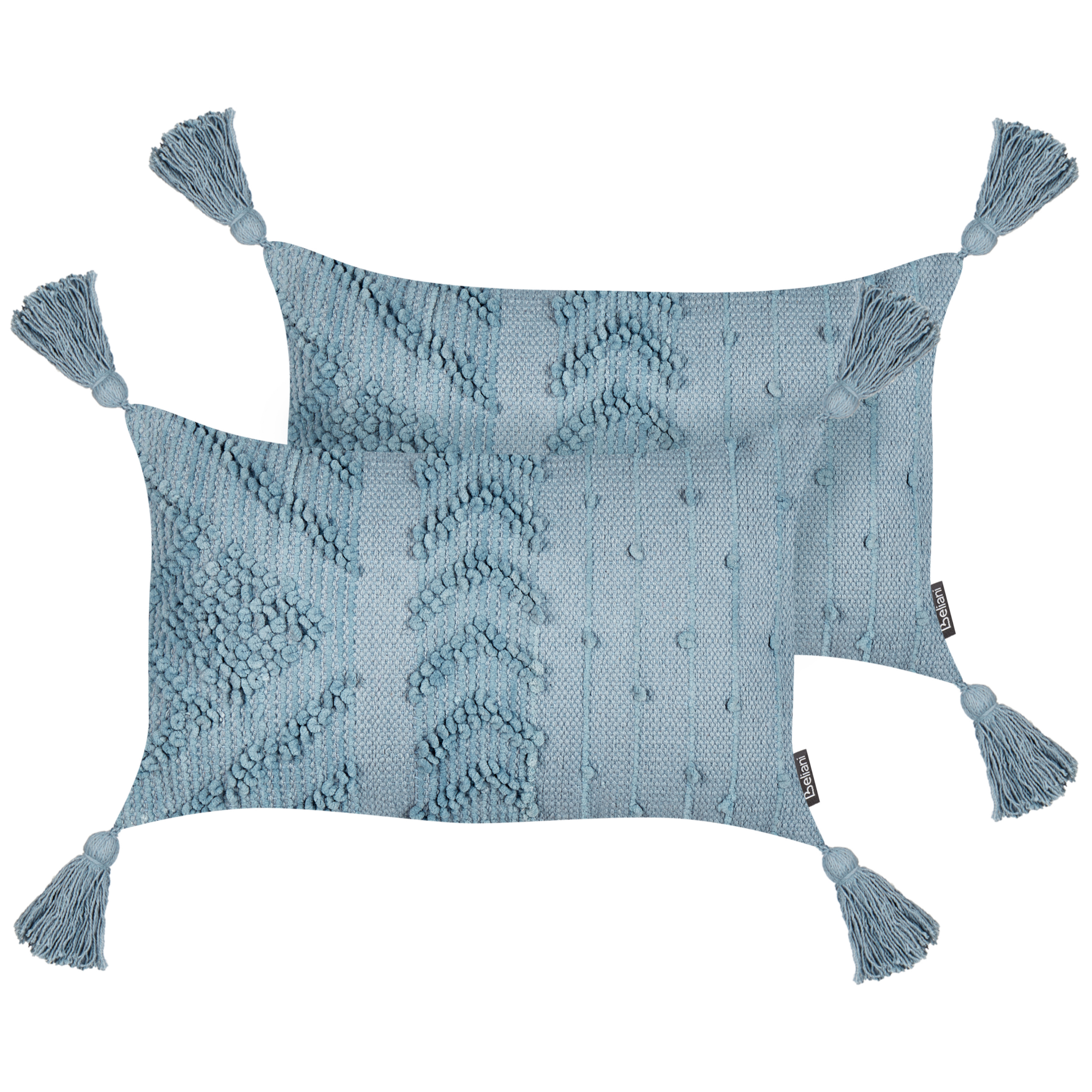 Koristetyynysetti 2 kpl VALVARIA puuvilla 30 x 50 cm Sininen Siksak-kuvio