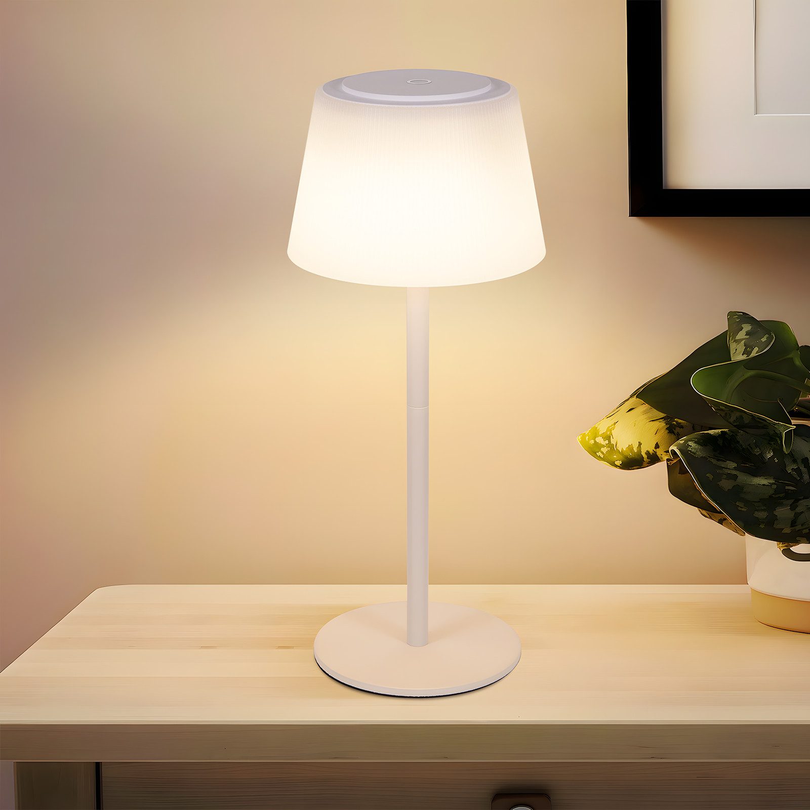 NETTLIFE Langaton LED-yöpöytävalaisin, Kosketus, Himmennettävä, Ladattava USB-kaapelilla, Valkoinen, 3600 mAh.