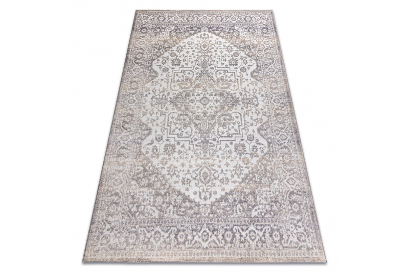 Matto AURA J2818 harmaa / vaalea beige - Kehys, ornamentti, rakenteellinen, moderni 200x290 cm