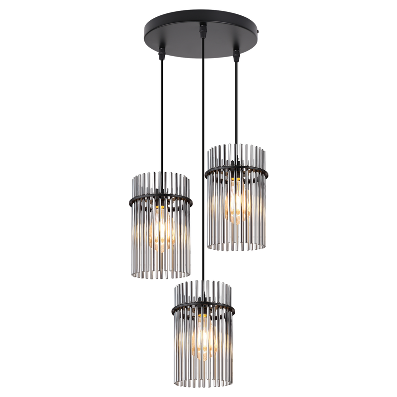 NETTLIFE Musta Ripustusvalaisin, Lasinen riippuvalaisin E27-kannakkeella, 1-hehku,16 cm, Ruokapöydälle, Makuuhuoneeseen (ilman lamppua)