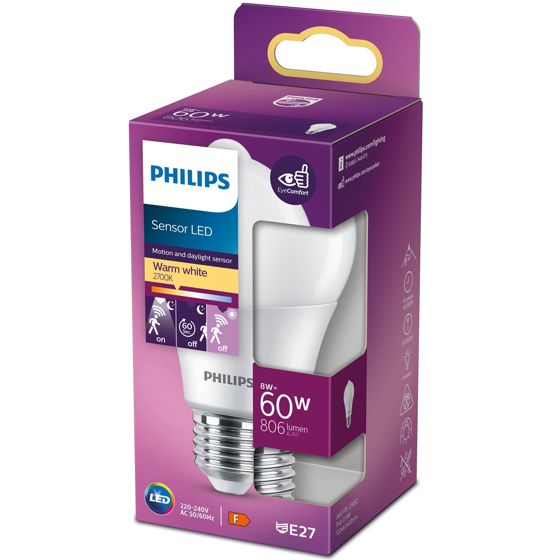 LED E27 Normaali 60W Liiketunnistin 806lm
