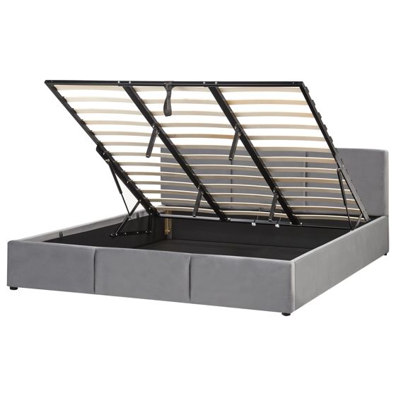 Sänky säilytystilalla sametti BOUSSE 180 x 200 cm Tummanharmaa