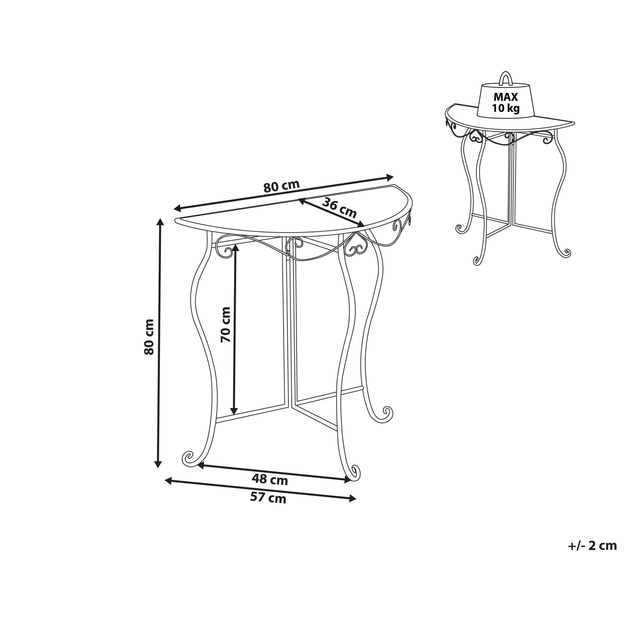 Bistropöytä FOLELLI  80 cm 36 cm metalli Vaaleanbeige