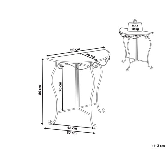 Bistropöytä FOLELLI 80 cm 36 cm metalli Vaaleanbeige