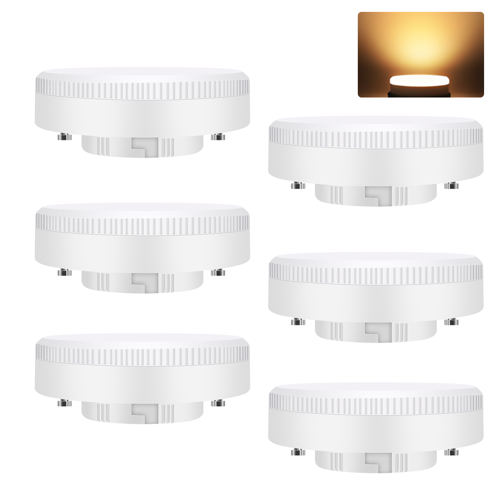 ZMH kpl:n pakkaus, GX53 ultraohuita LED-lamppuja, 3000K, 5W, 230V, ei-himmennettävä, valkoinen
