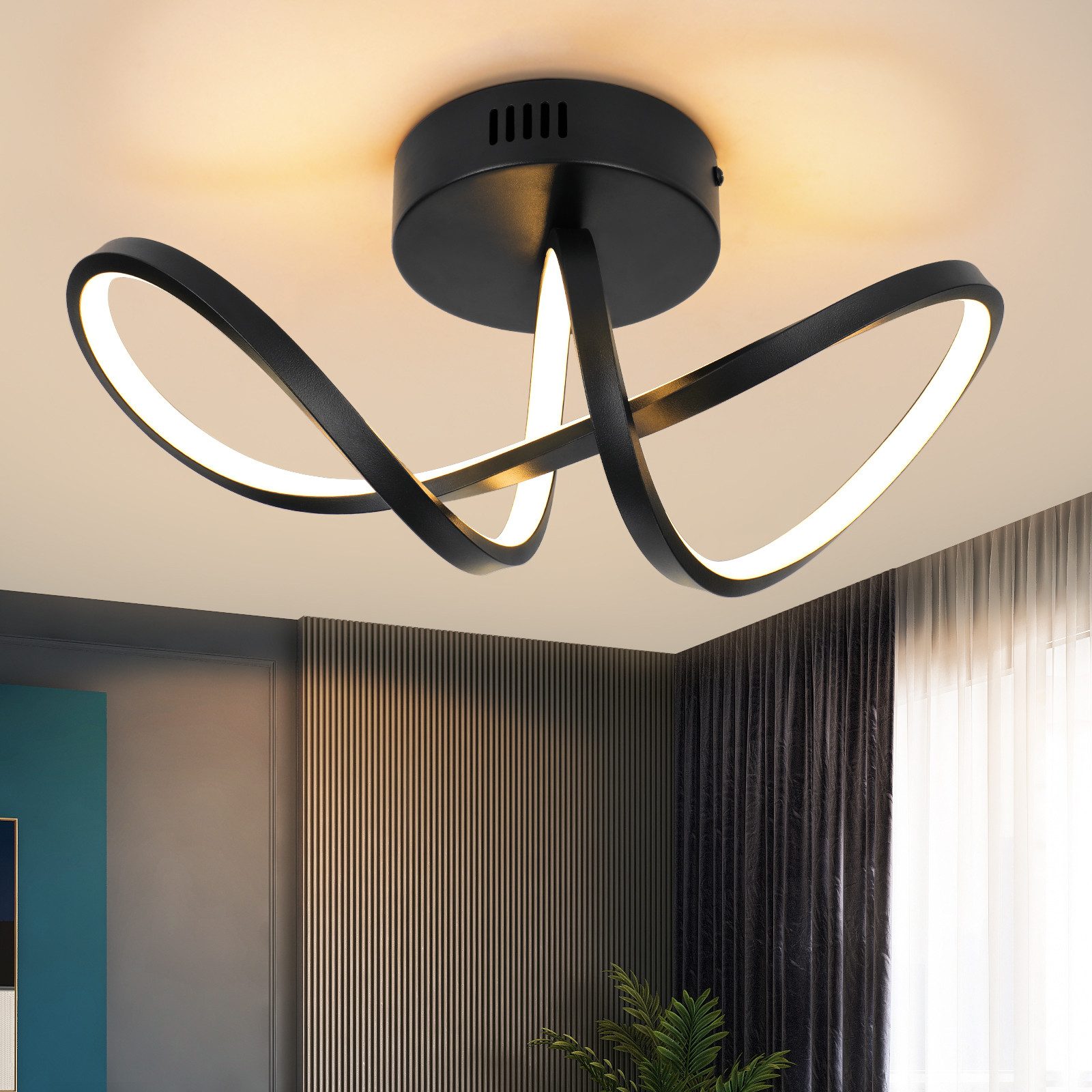 NETTLIFE moderni, olohuoneen, LED - kattovalaisin, musta, 12W, sisäkäyttöön, 3000K, lämmin Valkoinen, LED integroitu, pysyvästi