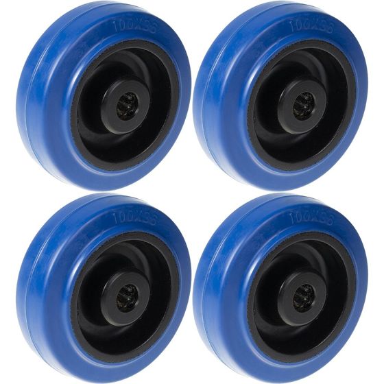 125mm 5" pyörä sininen kumi nailon keskellä vahva 800kg kantavuus, 4 kpl:n sarja.