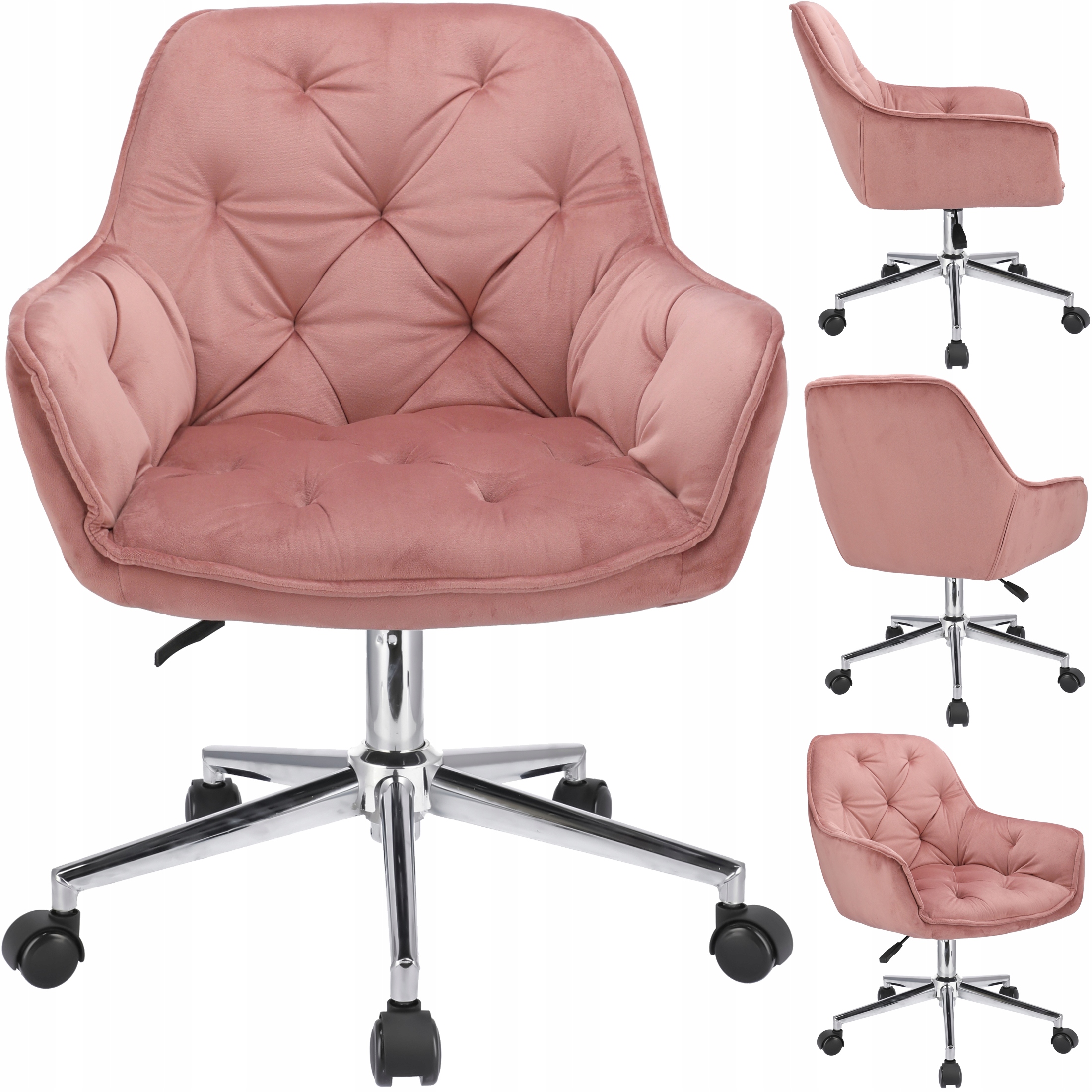 LARGO vaaleanpunainen nojatuoli hopeisella jalalla