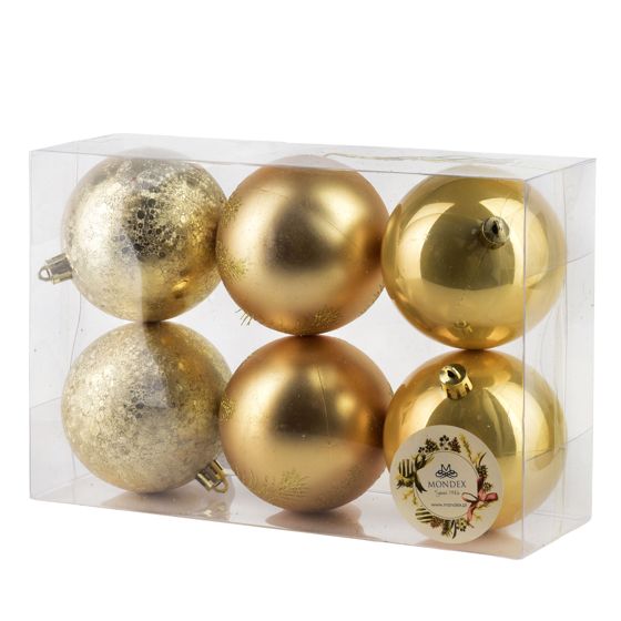 Joulupallot SANTA LILA 6 kpl, punaiset, muovia, Ø8 cm