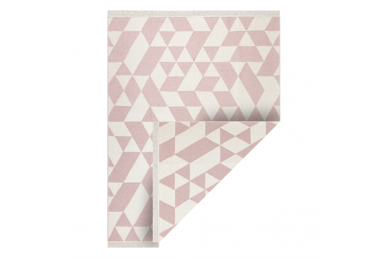 Matto TWIN 22992 geometrinen, puuvilla, kaksipuolinen, Ekologiset - pinkki / kermanvärinen 120x170 cm