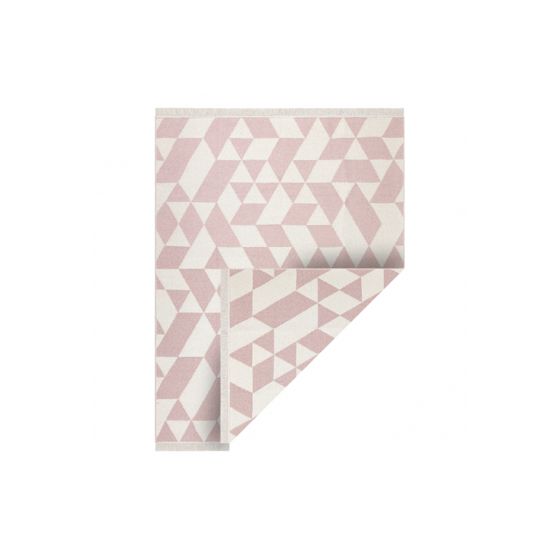 Matto TWIN 22992 geometrinen, puuvilla, kaksipuolinen, Ekologiset - pinkki / kermanvärinen 120x170 cm