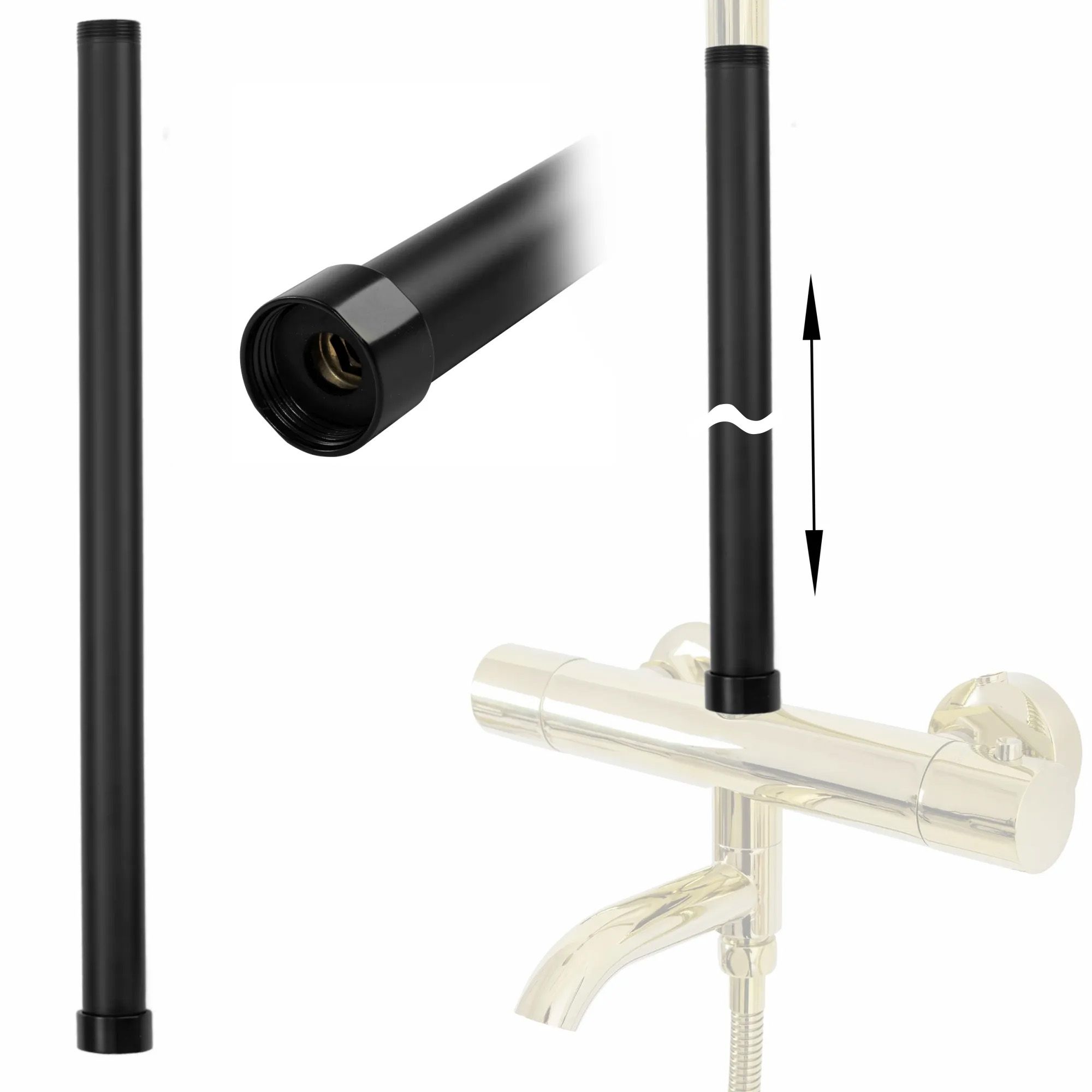 REA suihkun jatko-osa 50 musta, 2,5X2,5X51,5CM