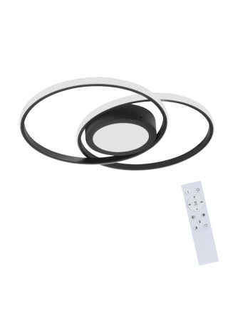 NETTLIFE LED - kattovalaisin musta olohuoneeseen, himmennettävä, kaukosäätimellä, moderni kattovalaisin makuuhuoneeseen, keittiöön, toimistoon