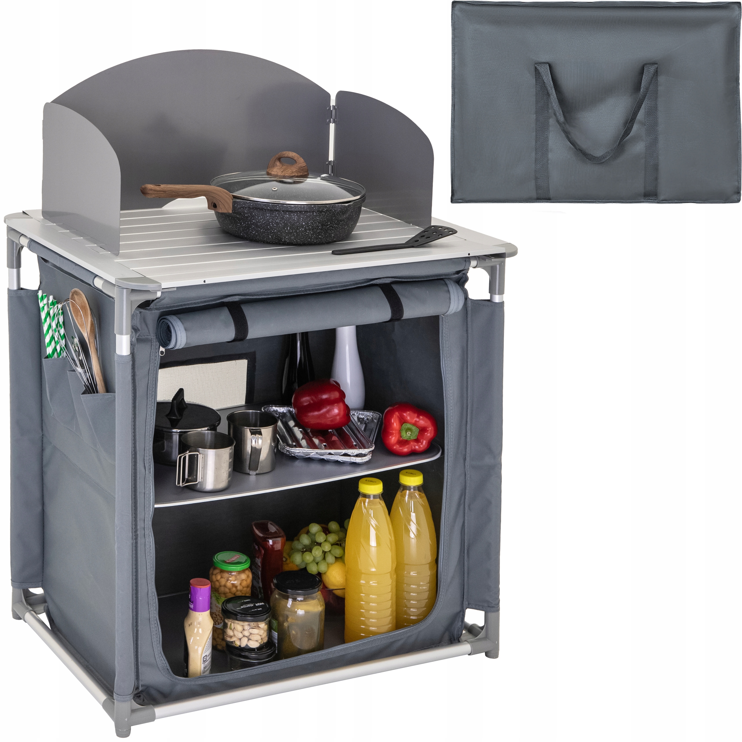 TOURIST-KEITTIÖKAAPPI kokoontaitettava puutarhapöytälaukku RETKIpöytä