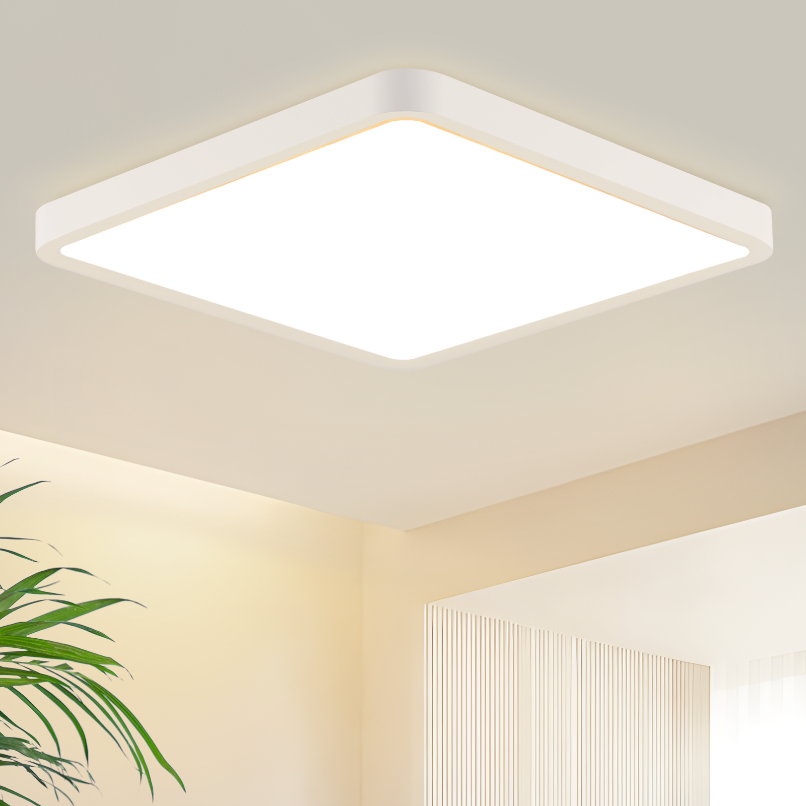 NETTLIFE litteä, LED - kattovalaisin, 23CM, 3000, 18W, neliönmuotoinen, makuuhuoneeseen Valkoinen, LED integroitu, pysyvästi