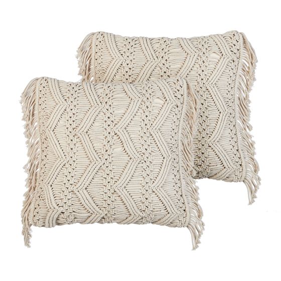 Koristetyynysetti 2 kpl KIRIKKALE 45 x 45 cm Puuvilla Vaaleanbeige Geometrinen kuvio
