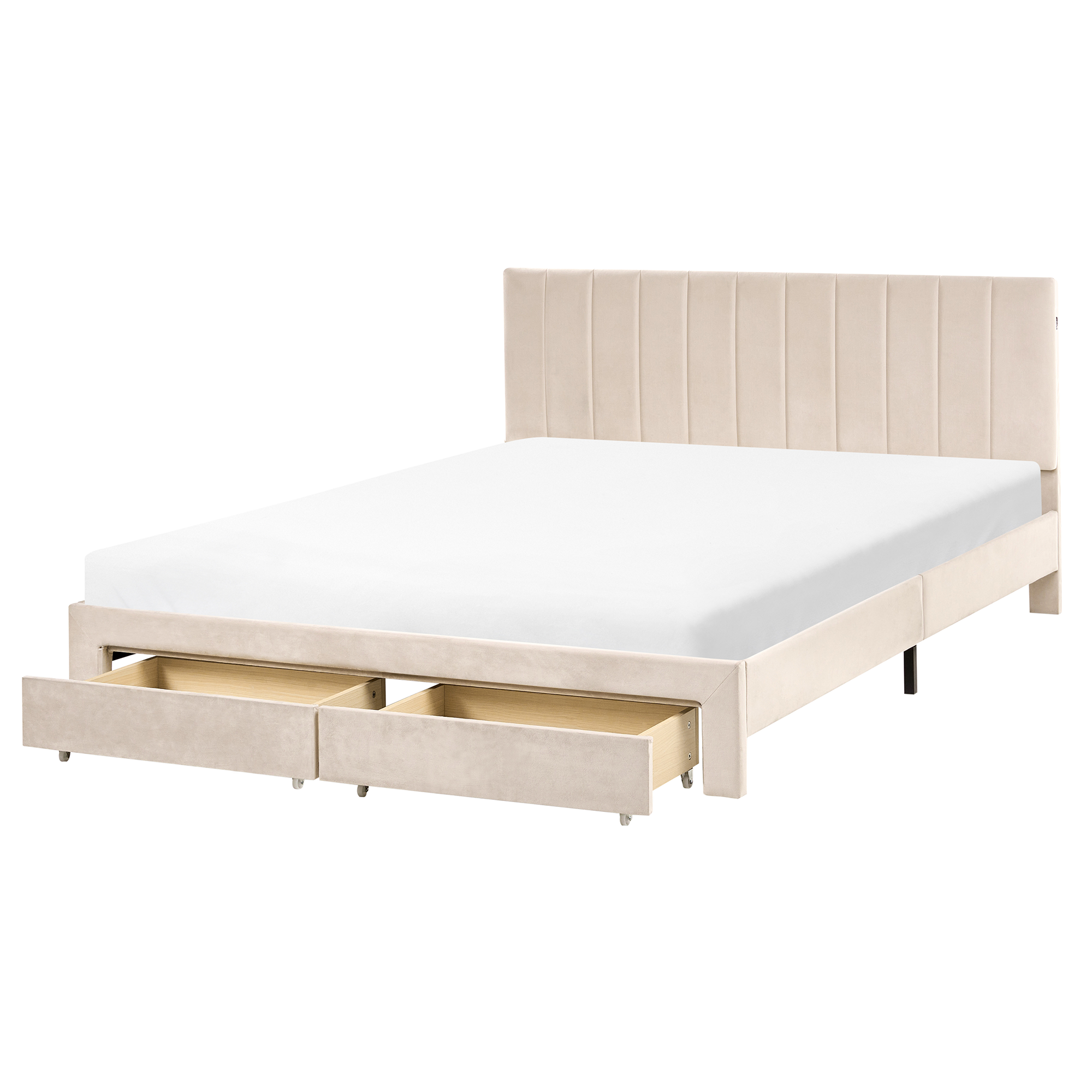 Sänky laatikoilla LONZAC Sametti Beige 160 x 200 cm