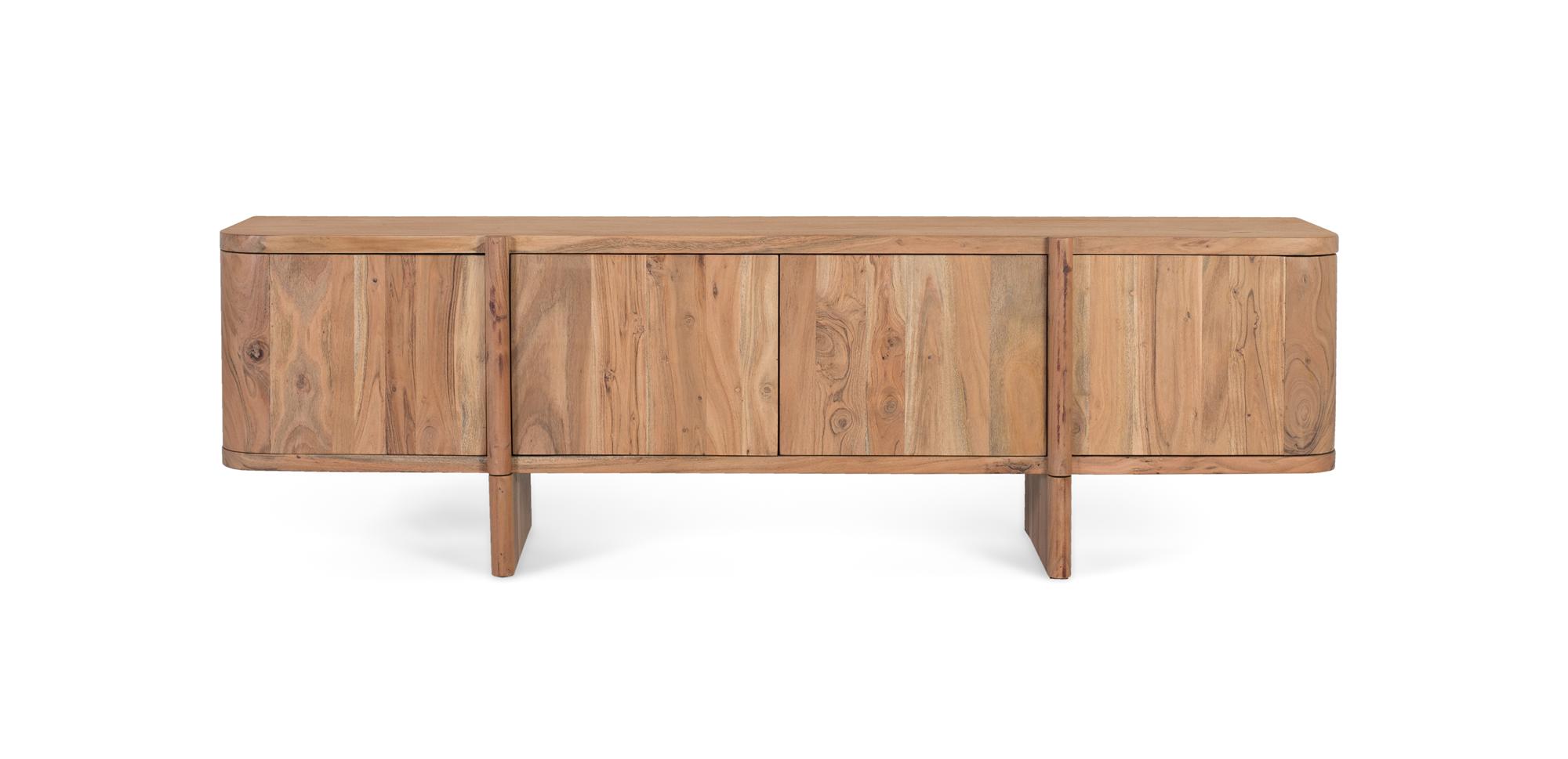 TV-taso, valmistettu massiiviakasiapuusta, pyöristetyt kulmat