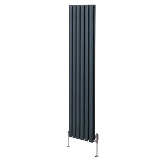 Soikea pylväspatteri ja venttiilit - 1800 mm x 360 mm – Antrasiitinharmaa