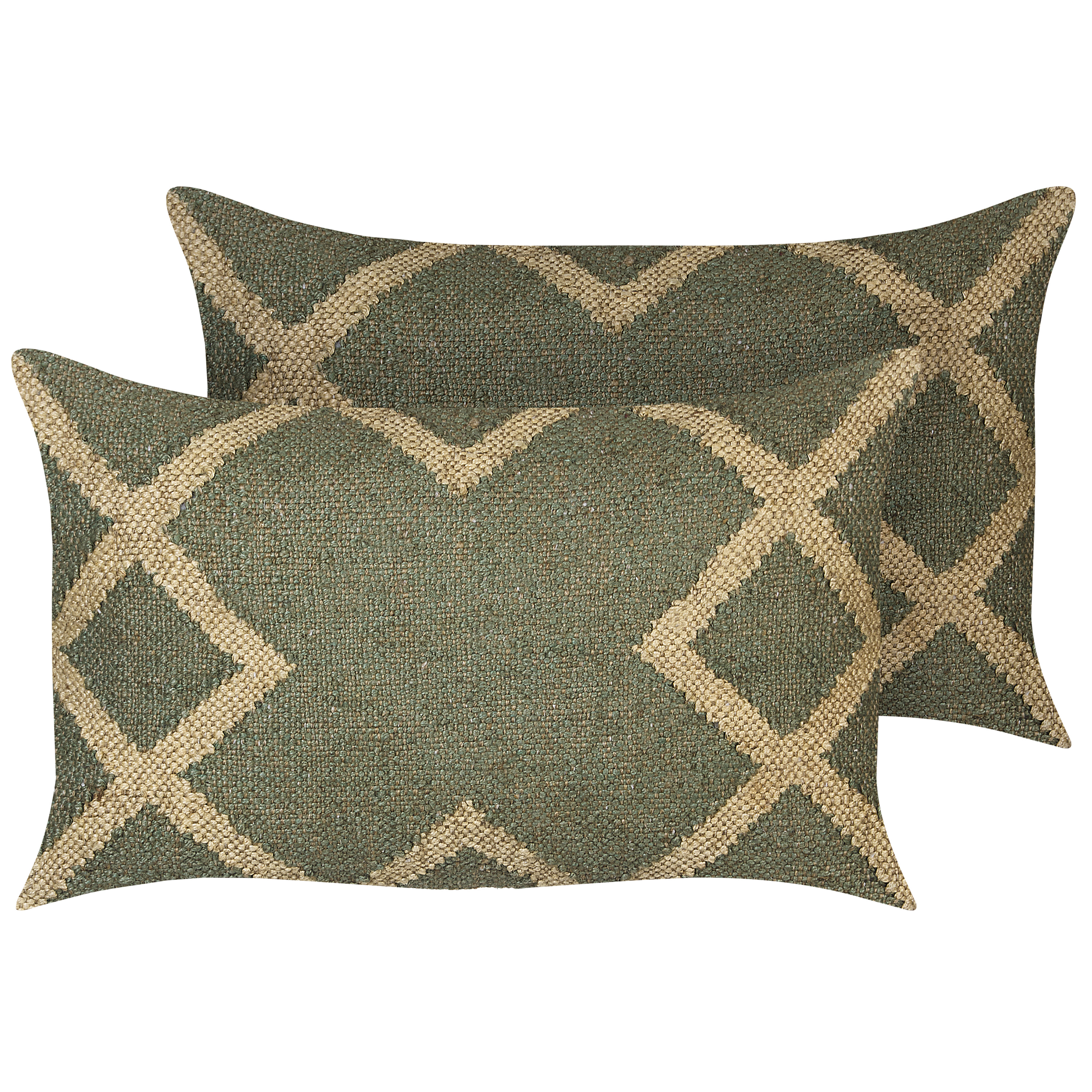 Koristetyynysetti 2 kpl GOPI 30 x 50 cm Juutti Vihreä Geometrinen kuvio